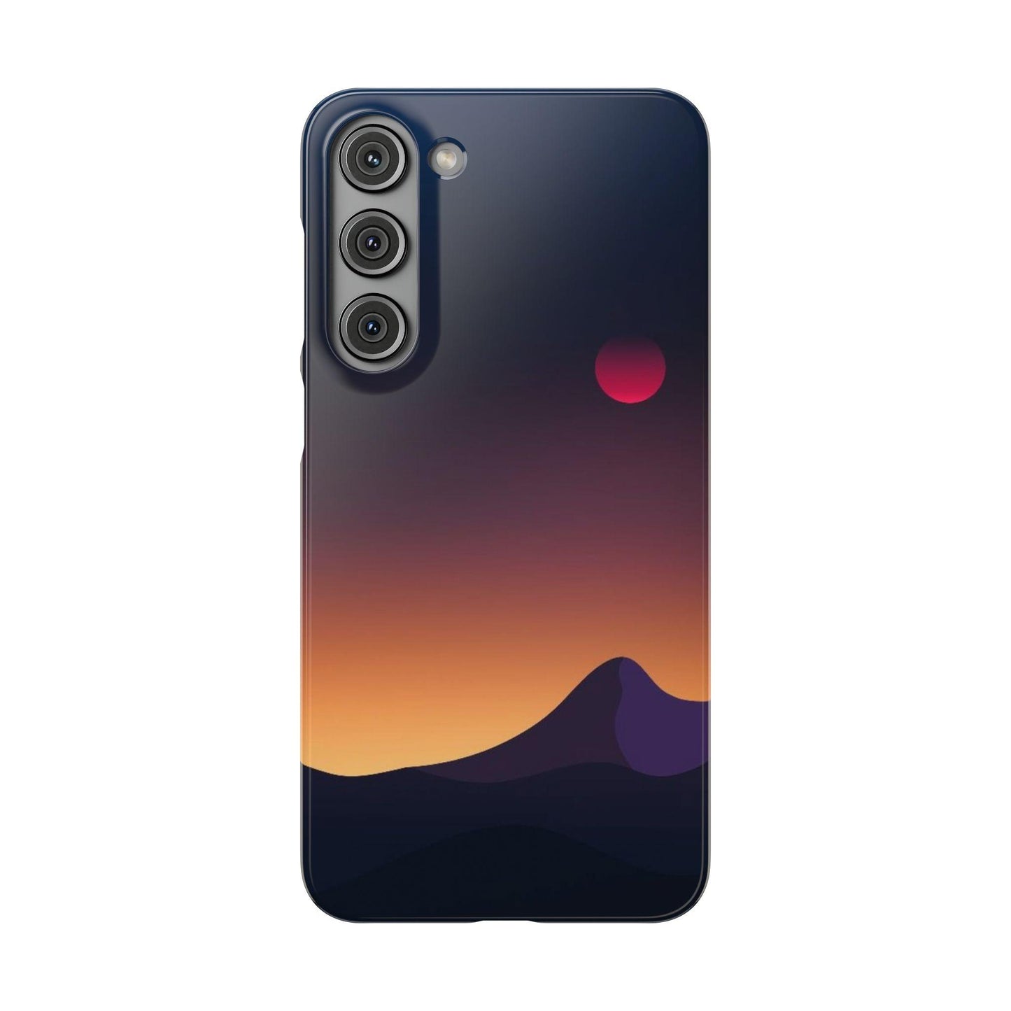 Samsung Soft Silicon Case with Minimalist Sunset Mountain Landscape Design