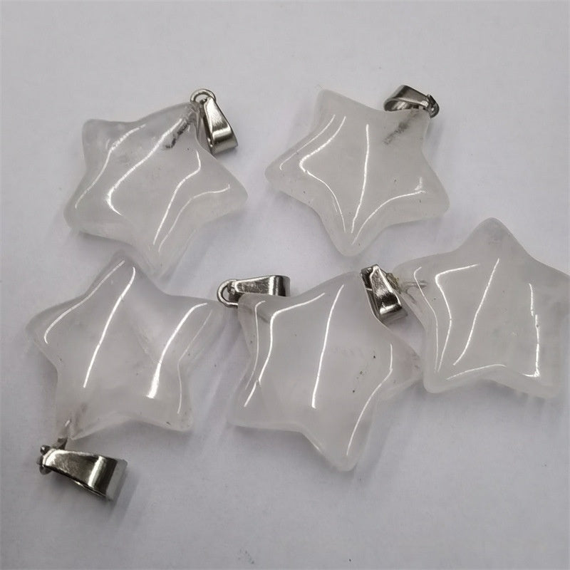 Natural Stone Crystal Agate Star Pendant