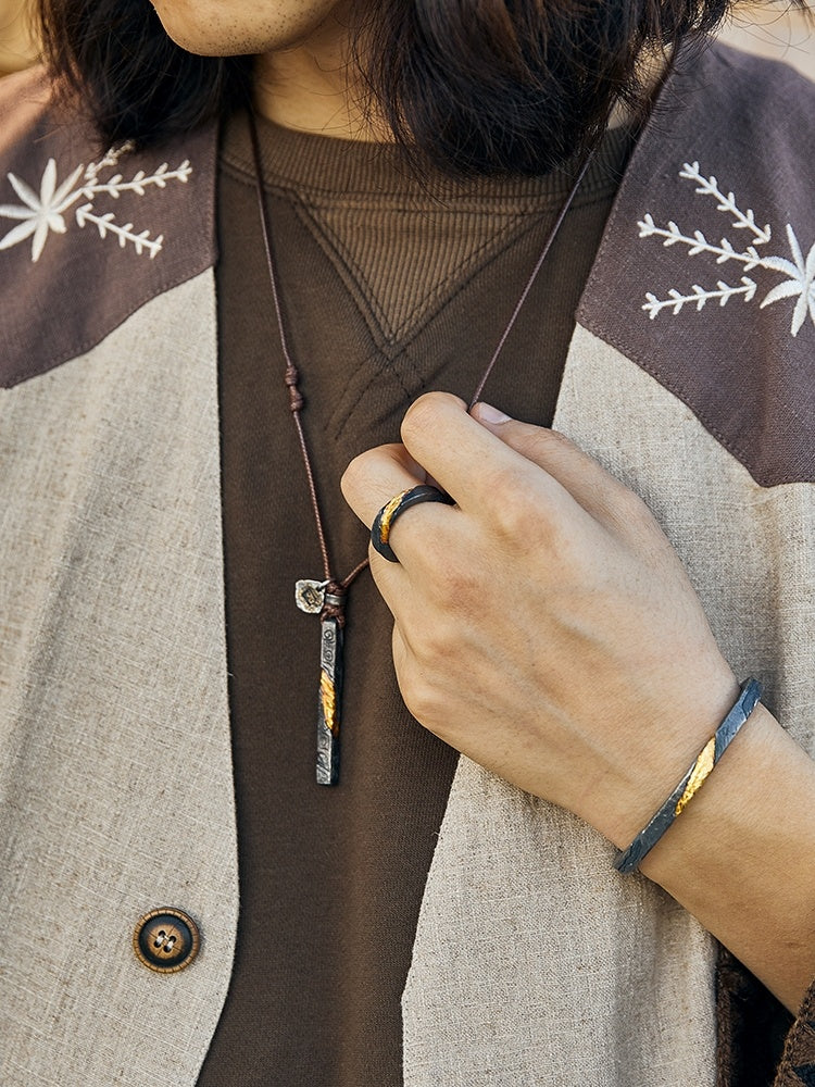 Sterling Silver 24K Men's Personalized Necklace Set