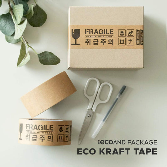 Eco Kraft Paper Packing Tape – 2" x 43 Yards Brown Writable Masking Tape – Heavy Duty, Recyclable, Tearable by Hand – Strong Adhesive for Shipping, Moving, Crafting & Storage