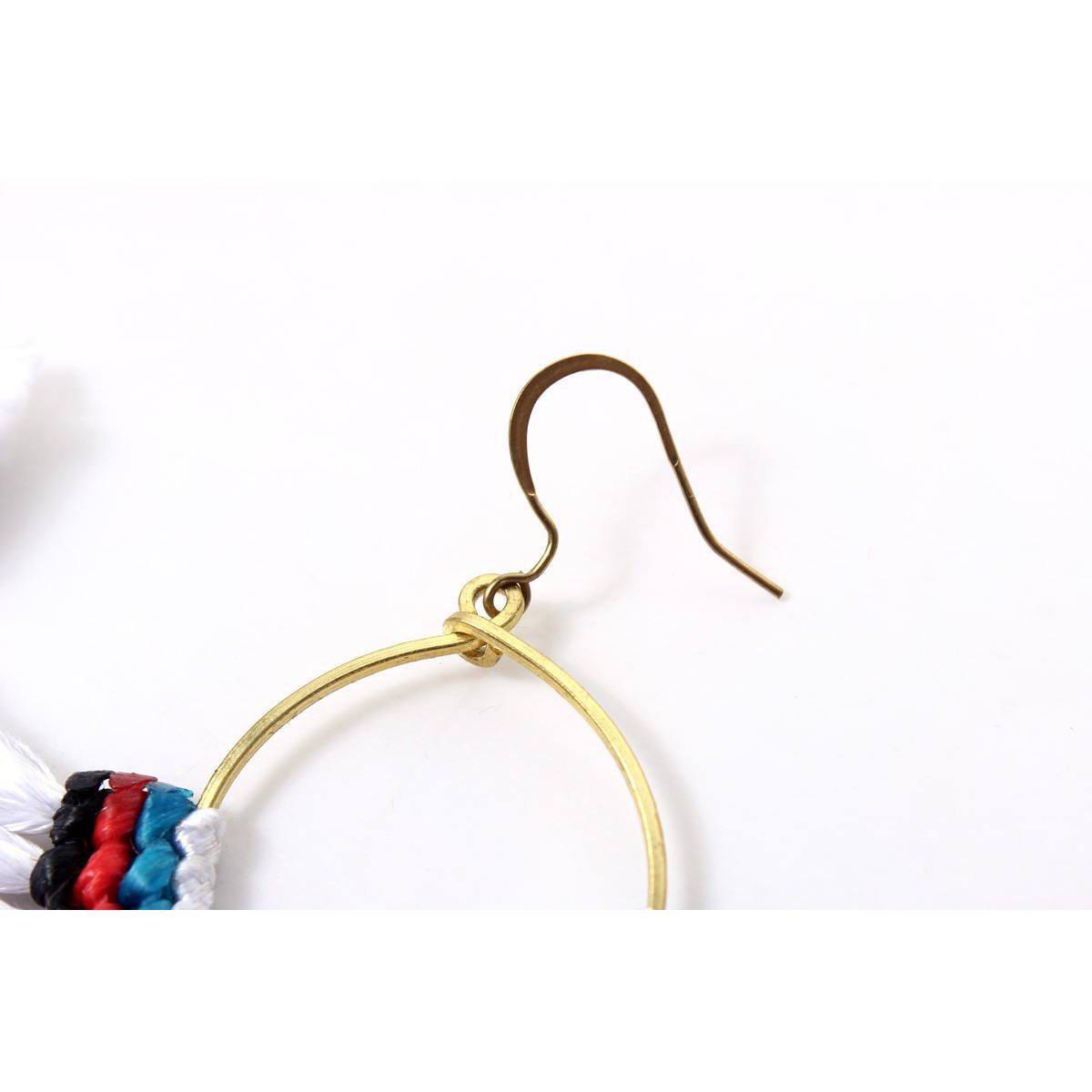 Half Moon Tassel Earrings with Wax String - Thailand