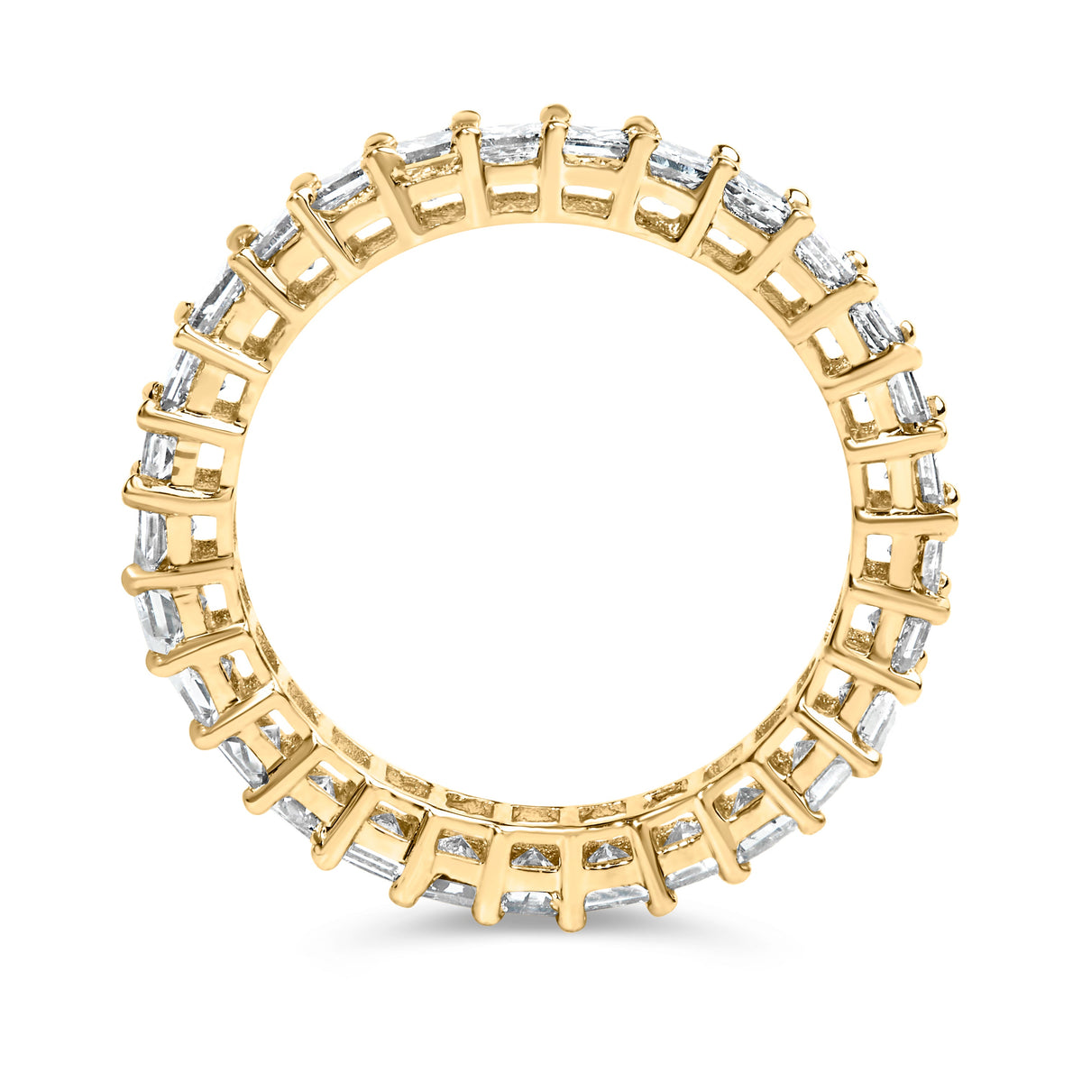 14K Yellow Gold 2.00 Cttw Shared Prong Set Princess Cut Diamond Eternity Band Ring (J-K Color, SI1-SI2 Clarity) - Ring Size 7