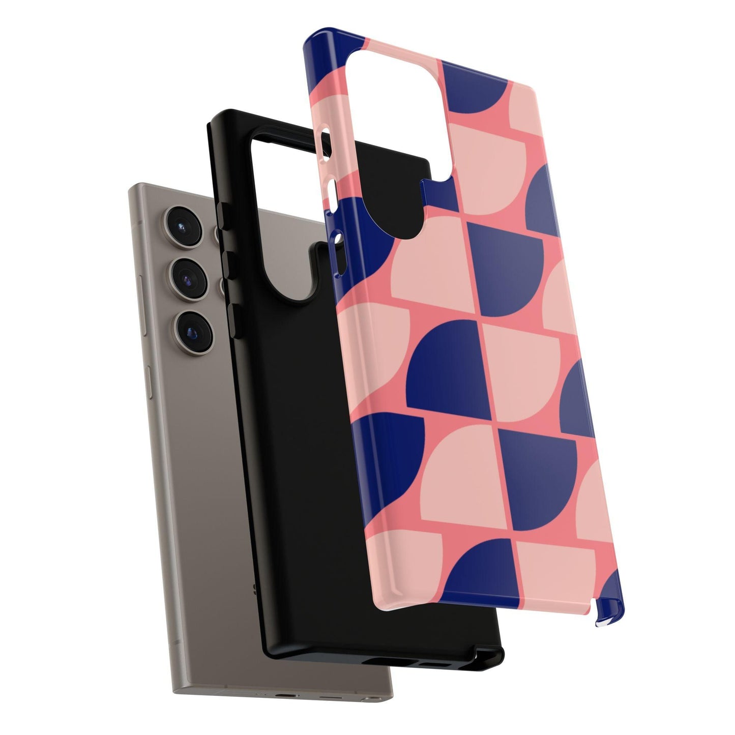 Samsung Tough Phone Case – Pink and Blue Pattern, Durable Protection, Sleek Design