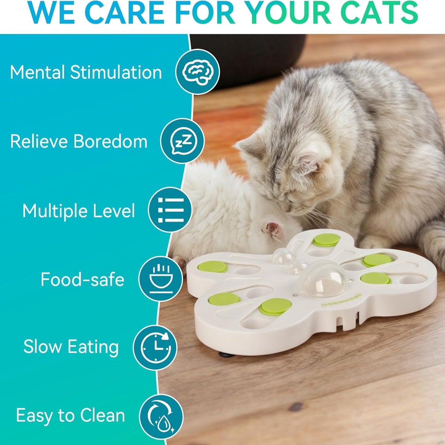 Interactives - Cat Toys - Interactive Cat Treat Puzzle Slow Feeder for Indoor Play