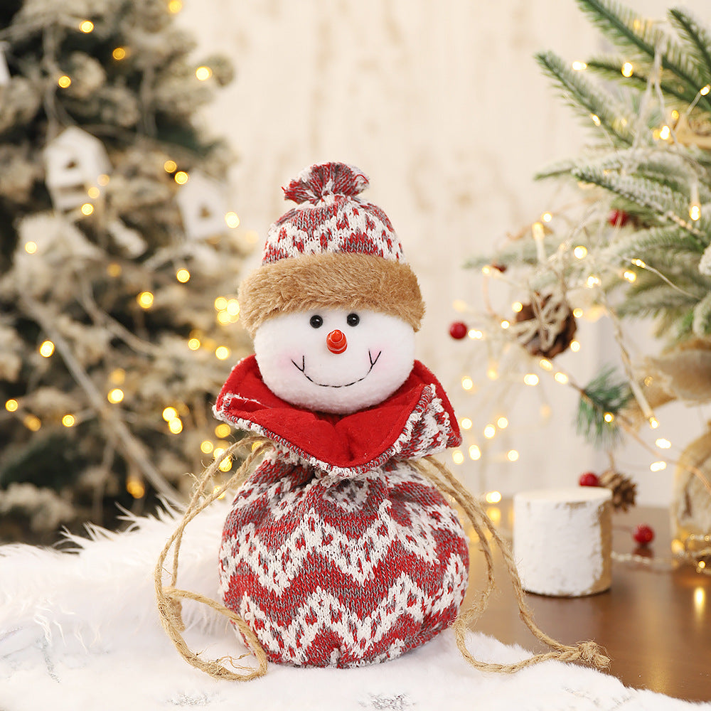 New 3D Knitted Fabric Doll Apple Bag Christmas Decorations Children's Day Gift Bundle Pocket Candy Bag