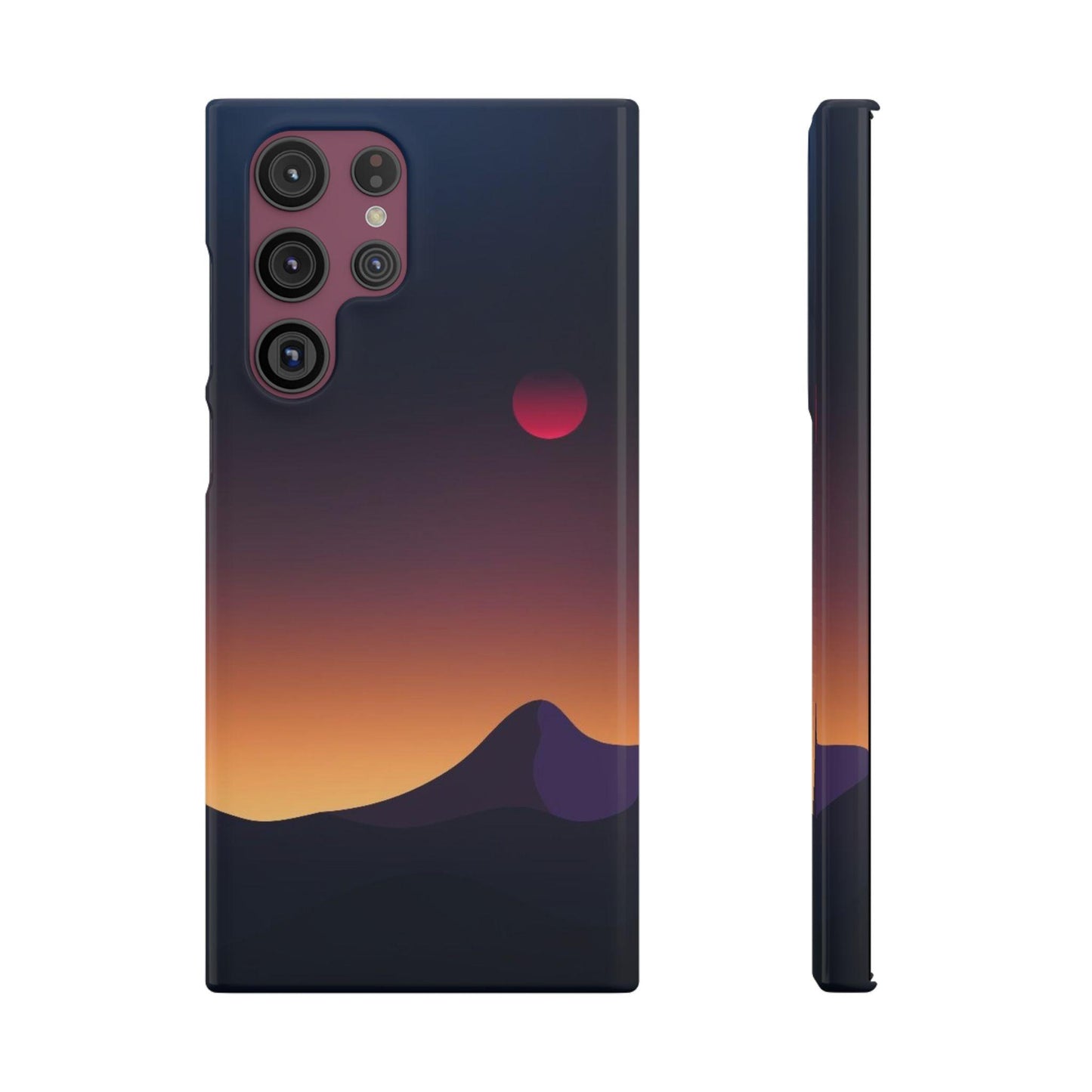 Samsung Soft Silicon Case with Minimalist Sunset Mountain Landscape Design
