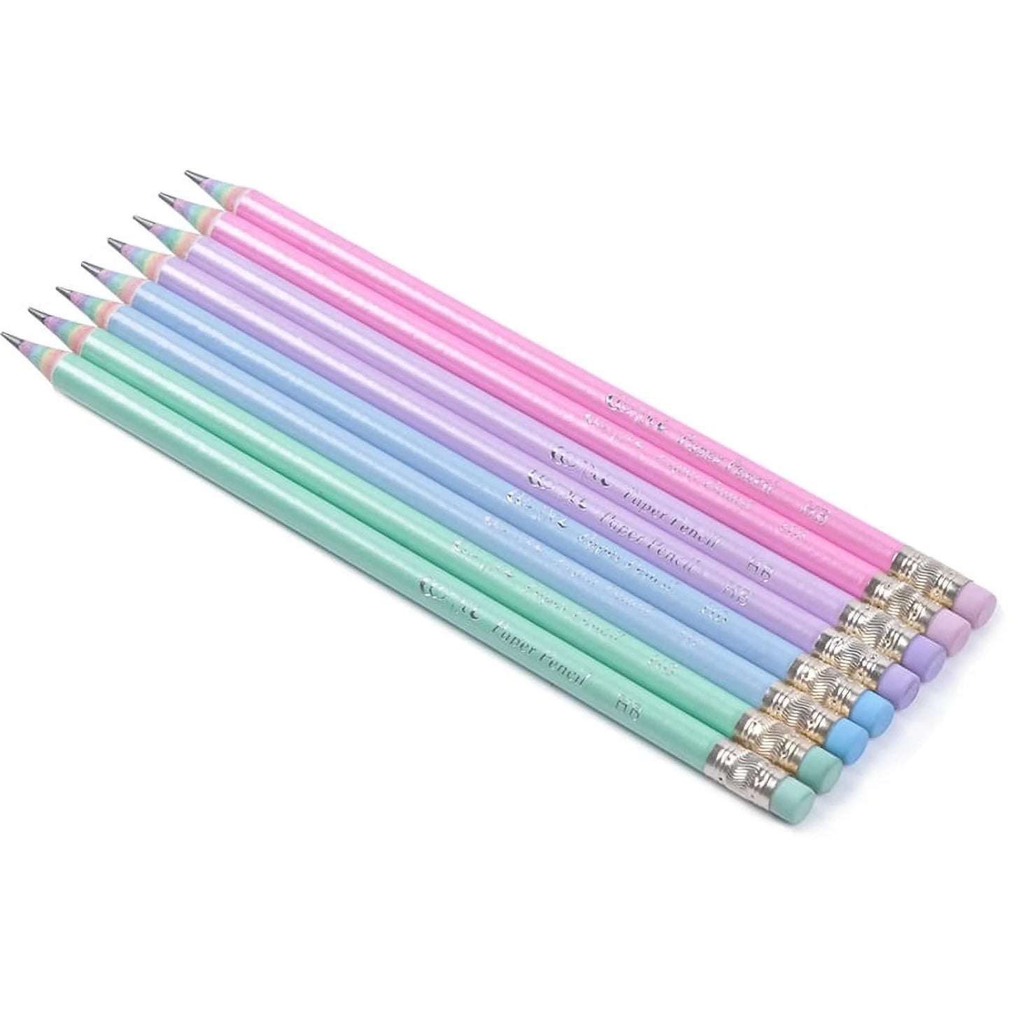 ECOTREE 24-Pack Rainbow Woodless Pencils – Eco-Friendly #2 HB Pre-Sharpened School & Office Pencils Made from Recycled Paper, Non-Toxic & Lead-Free
