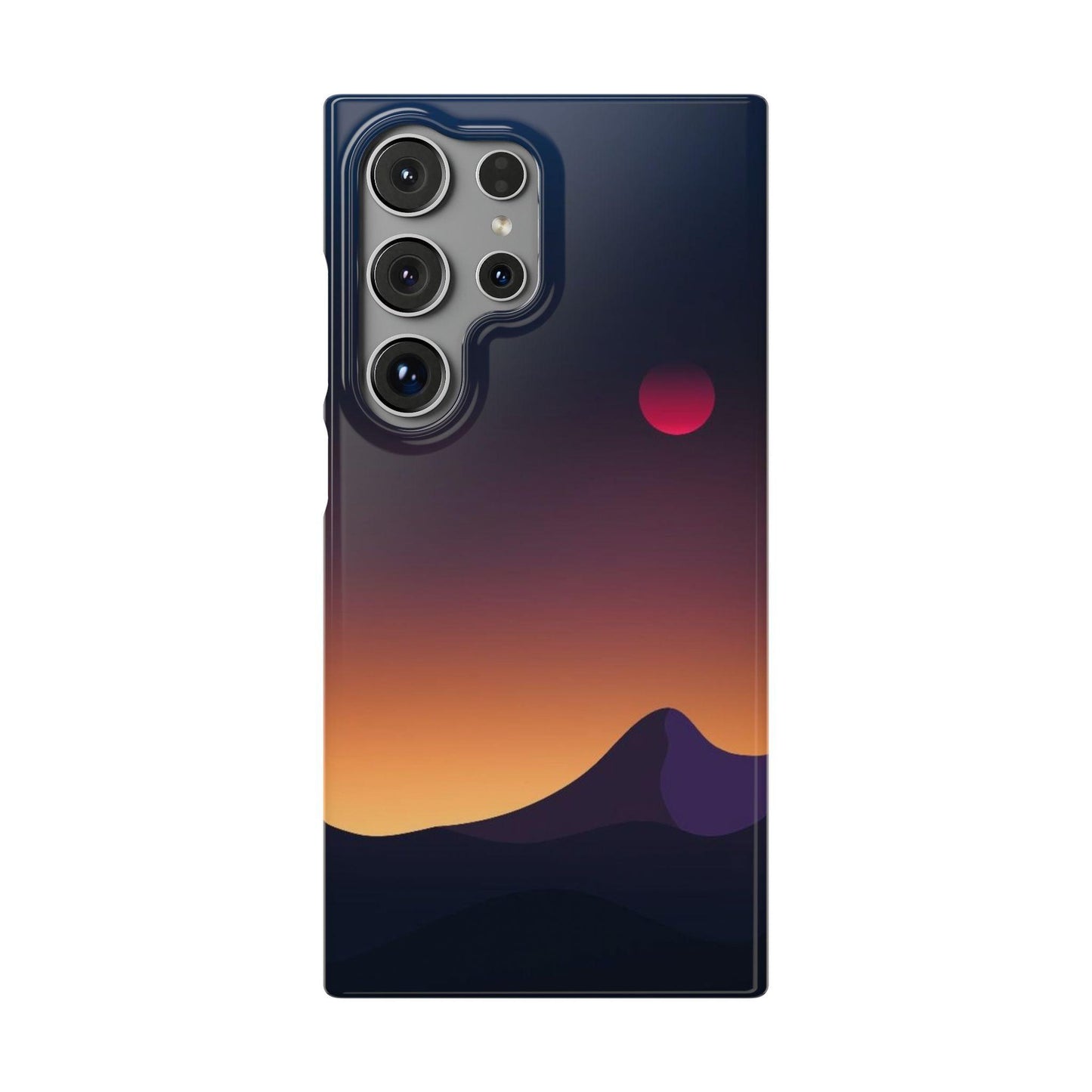 Samsung Soft Silicon Case with Minimalist Sunset Mountain Landscape Design