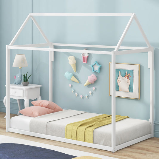 Metal House Shape Platform Bed   twin