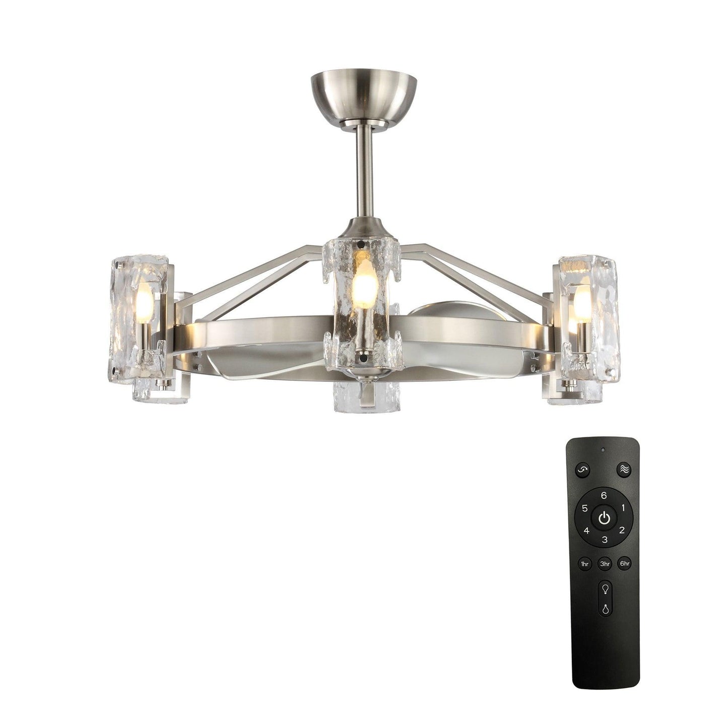 34" Bucholz Modern DC Motor Brushed Nickel Downrod Mount Reversible Ceiling Fan with LED Lighting and Remote Control