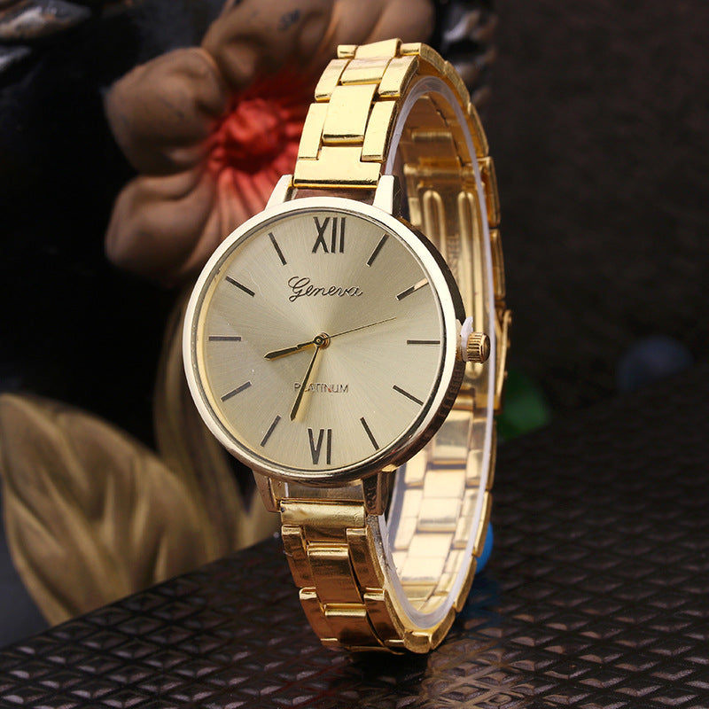 Geneva Large Dial Slim Band Quartz Watch
