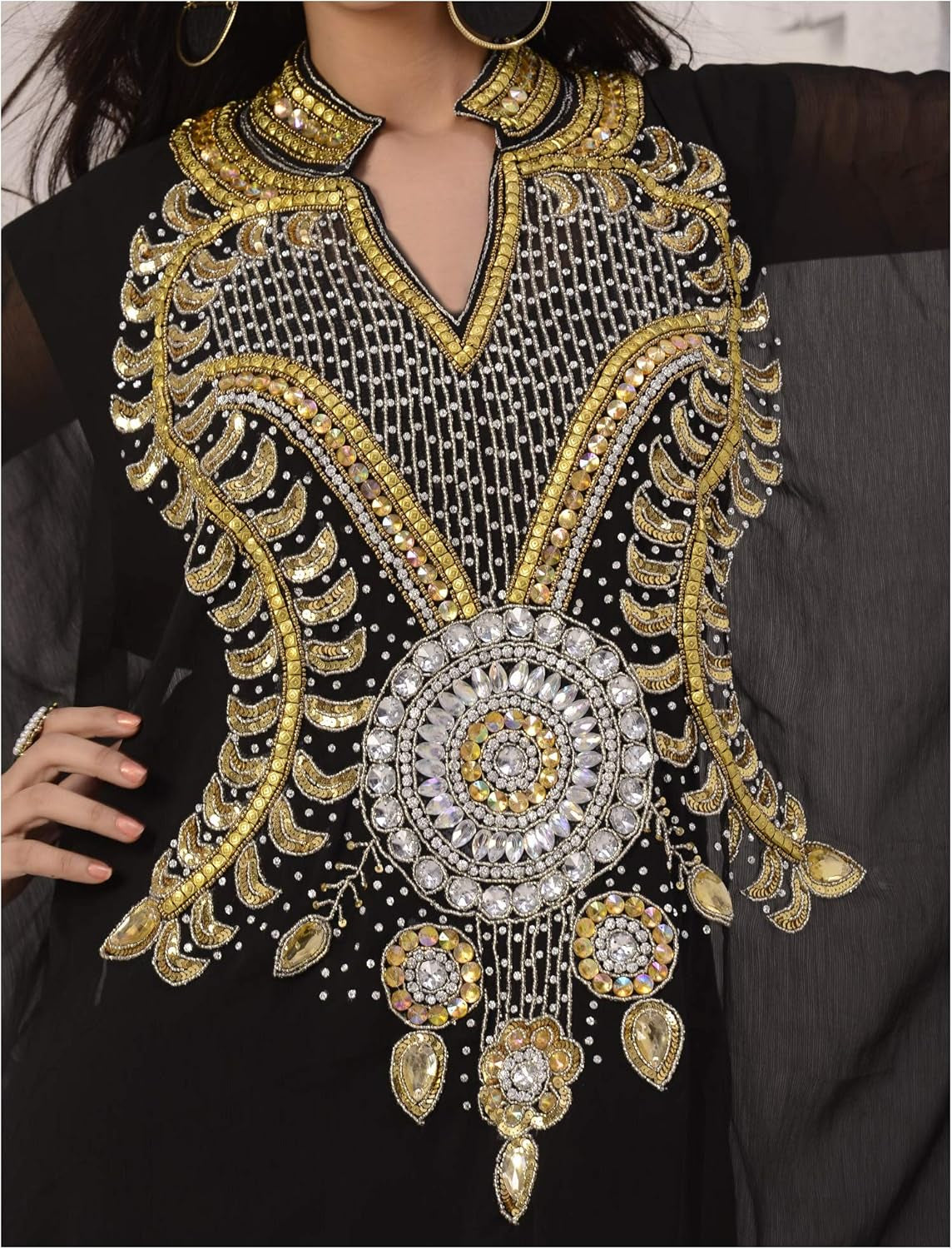 Elegant Hand-Embroidered Georgette Chiffon Kaftan