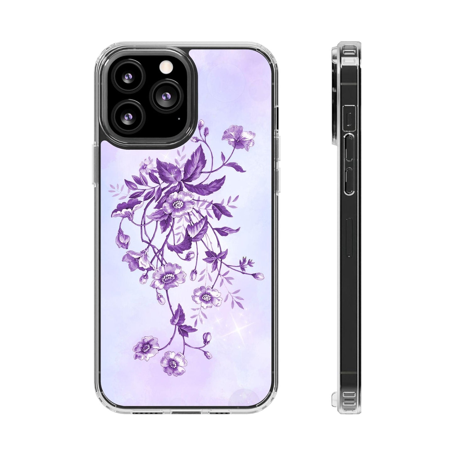 Floral design In Purple Clear Cases