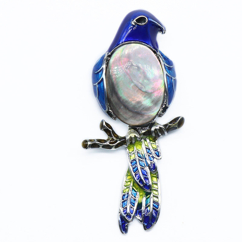 Gemstone Inlaid Brooch Pendant