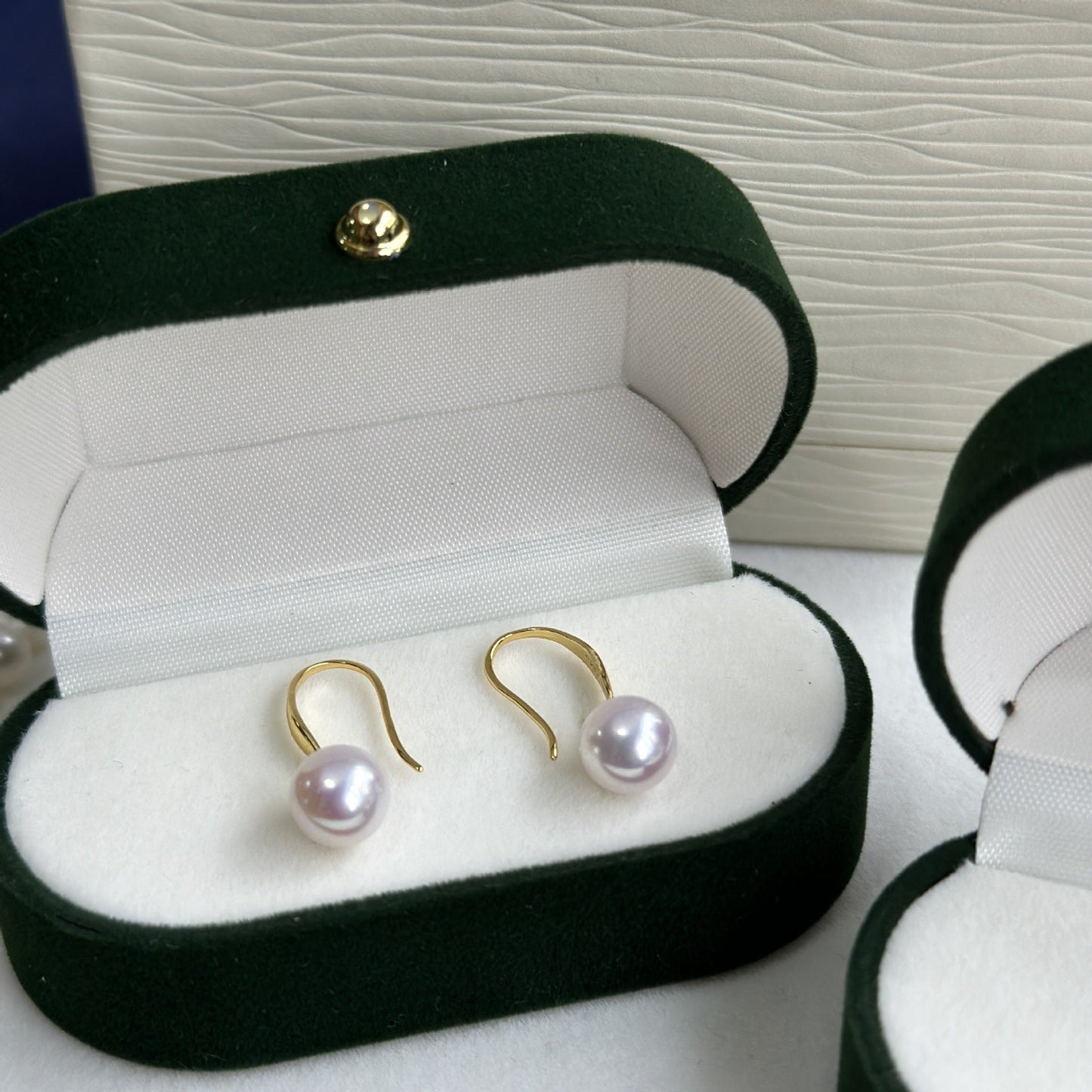 925 Yin Su Pearl Stud Earrings Ear Hooks