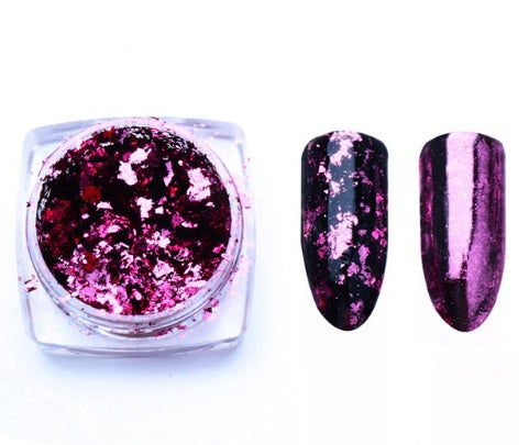 Aluminio Nail Flakes Glitters Oro Plata Rojo