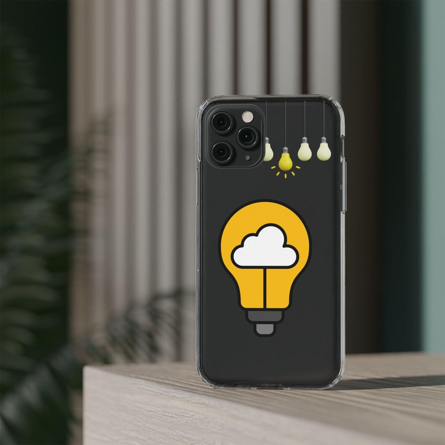 Clear Cases Bulbs with Light Representing Ideas