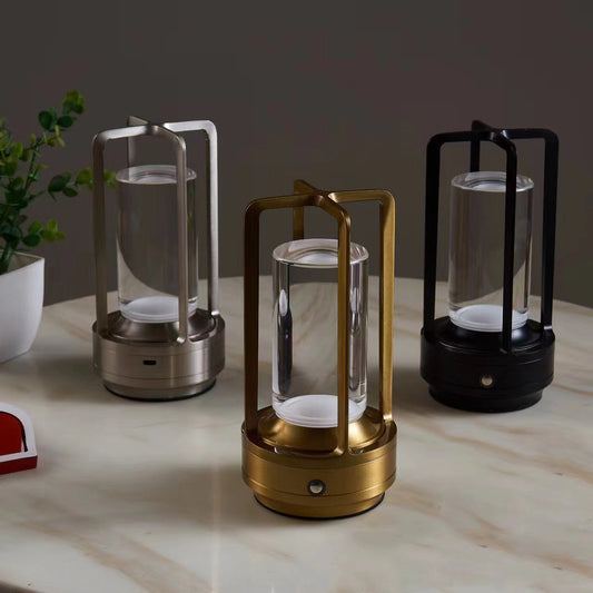 "Vintage Aluminum Table Lamp with LED Dining Table Ambience Light, USB Charging, Touch Control, Decorative Bar and Camping Night Light"