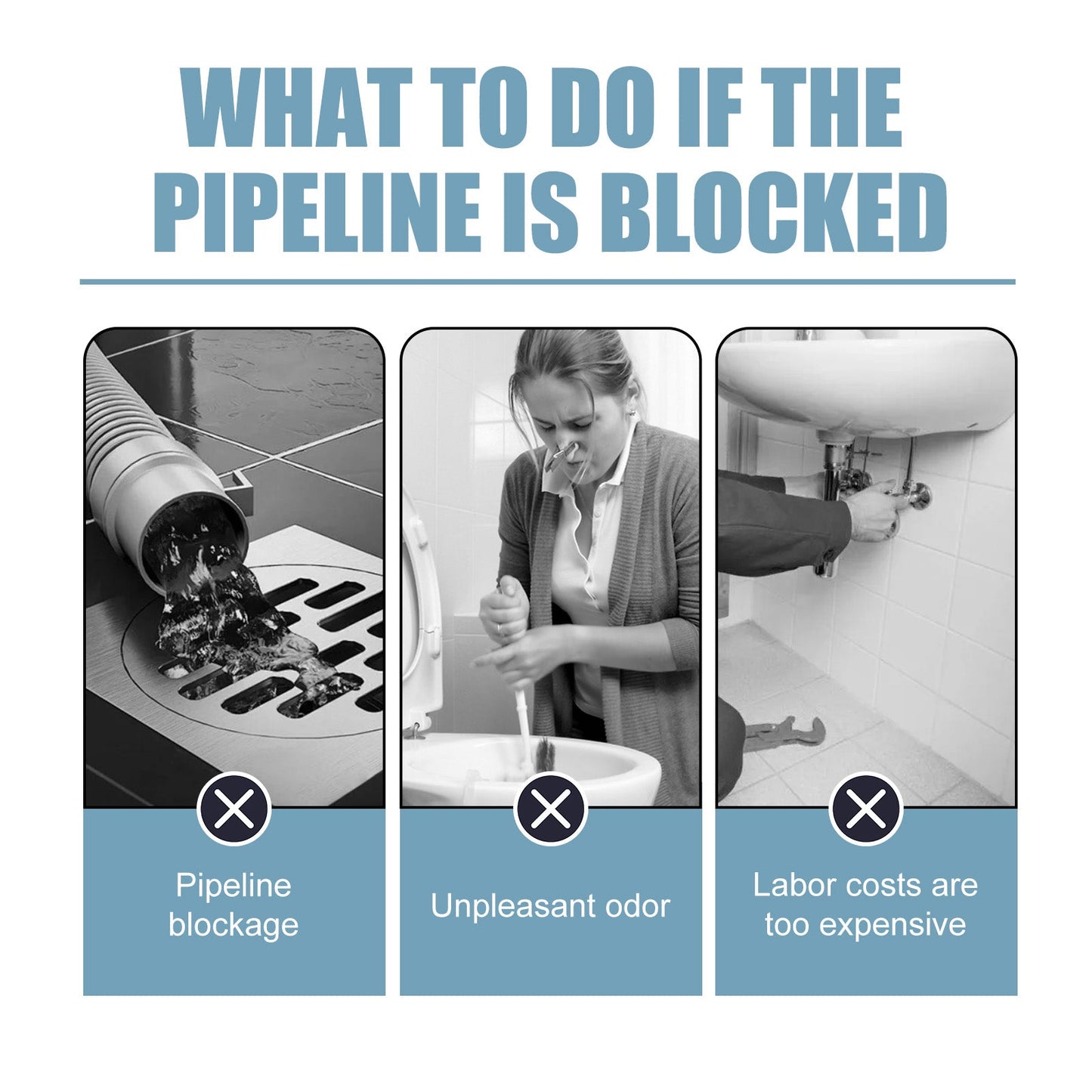 Drain Unclogger, Kitchen Toilet Sewer Pipe Oil Blockage Cleaning Dredging Deodorization