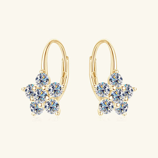 1.2 Carat 925 Sterling Silver Moissanite Flower Huggie Earrings