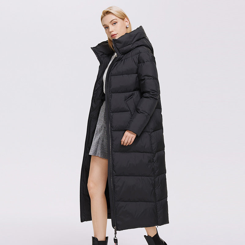 Extra Long Hooded Thermal Windproof Coat