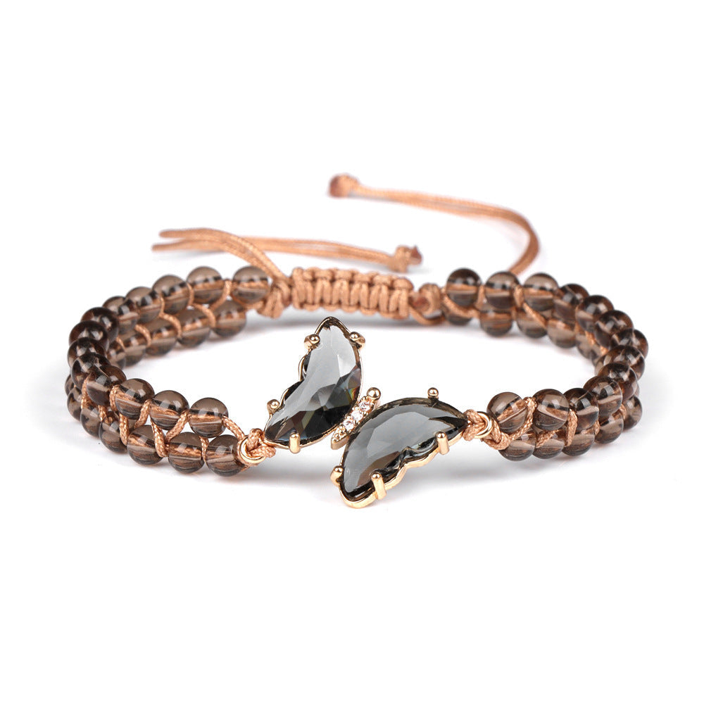 Light Luxury Butterfly Pendant Woven Bracelet