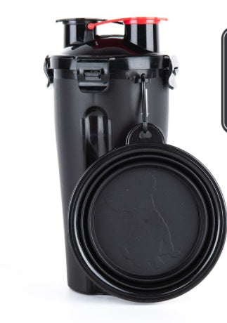 2-in-1 Pet Water Bottle Dispenser with Silicone Bowl