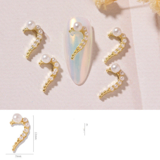 DIY Heart Alloy Rhinestone Nail Decorations