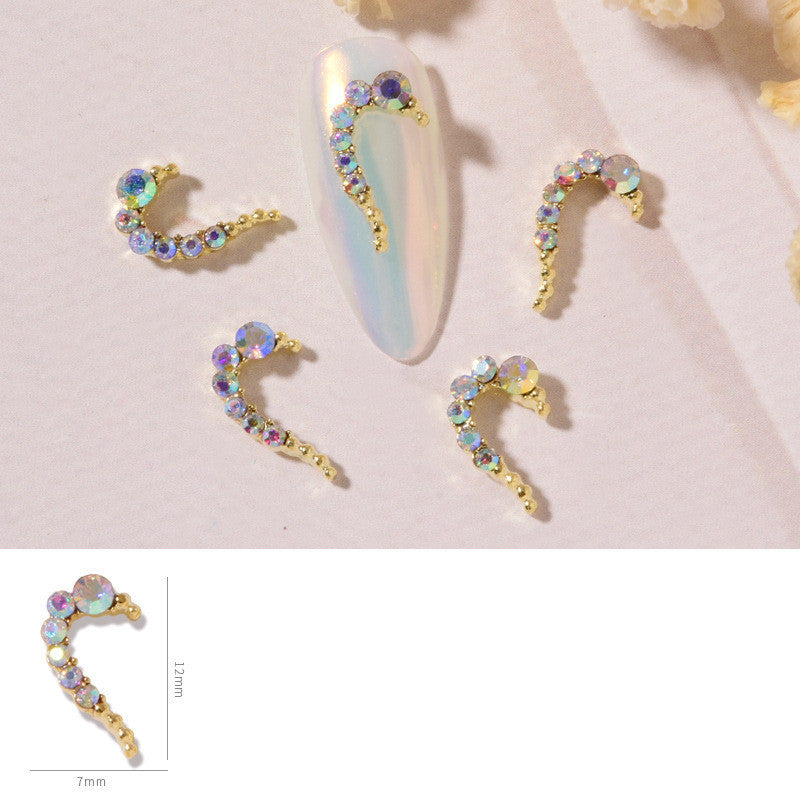 DIY Heart Alloy Rhinestone Nail Decorations