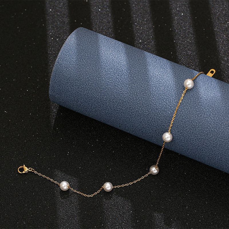 Titanium Steel Pearl Anklet Beach Jewelry