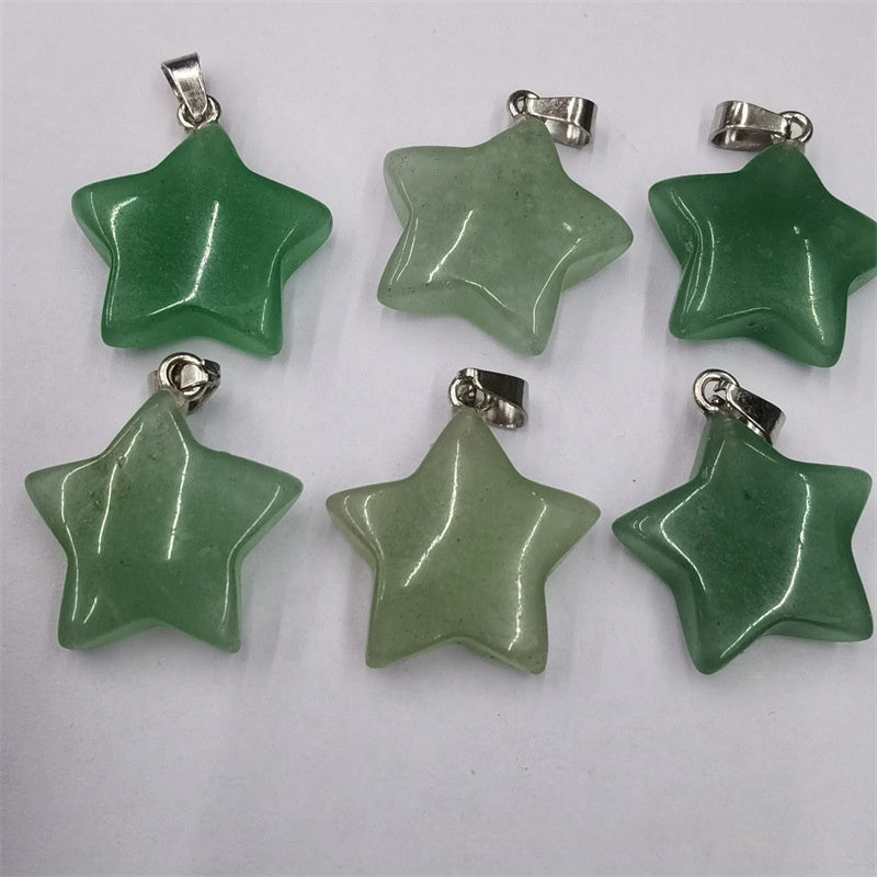 Natural Stone Crystal Agate Star Pendant