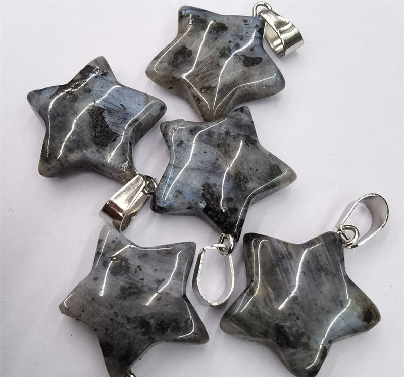 Natural Stone Crystal Agate Star Pendant