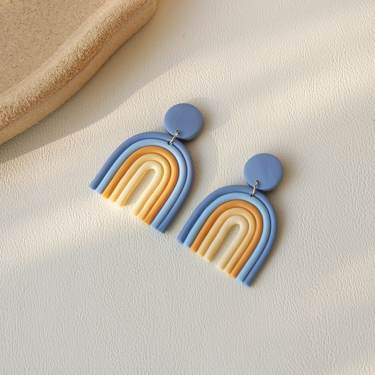 Rainbow Polymer Clay Handmade Retro Earrings