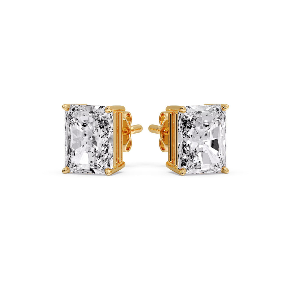 Radiant Diamond Basket Stud Earring