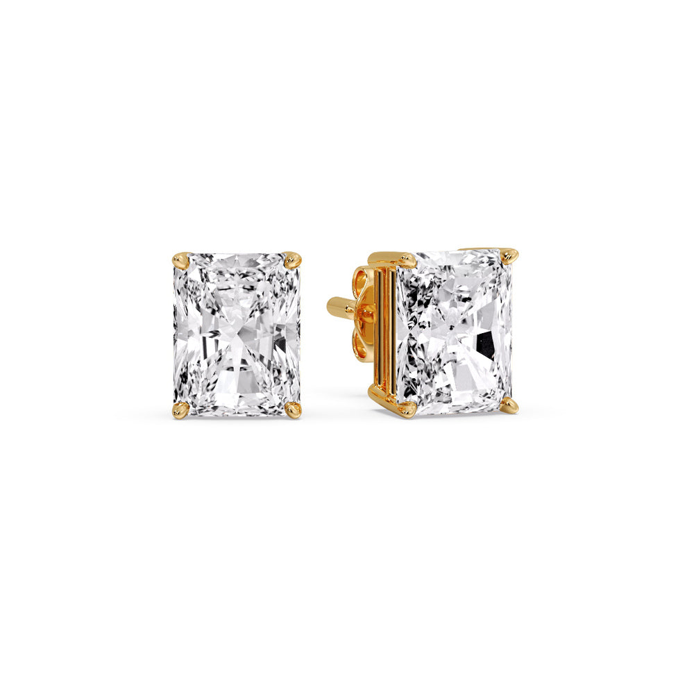 Radiant Diamond Basket Stud Earring