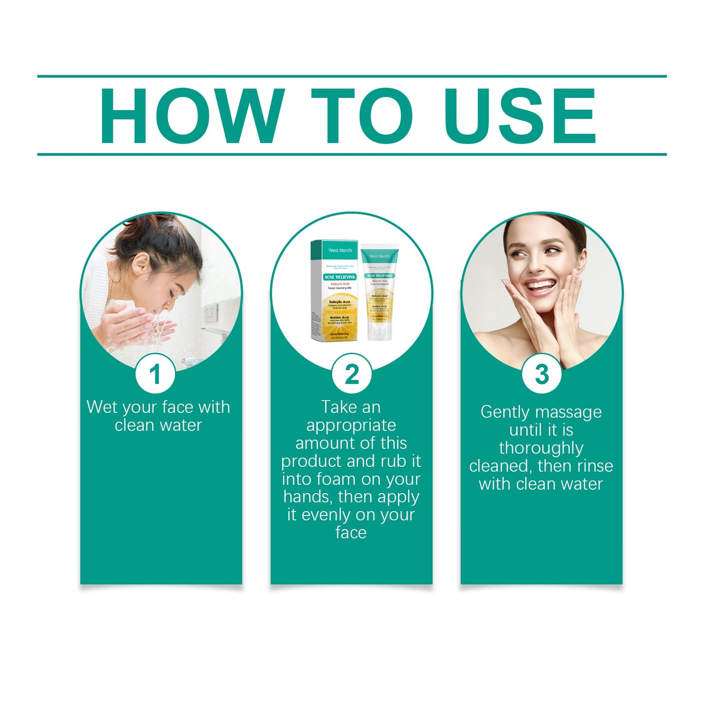 Salicylic Acid Anti-Acne Cleanser, Moisturizing Oil Control, Cleaning And Soothing Skin