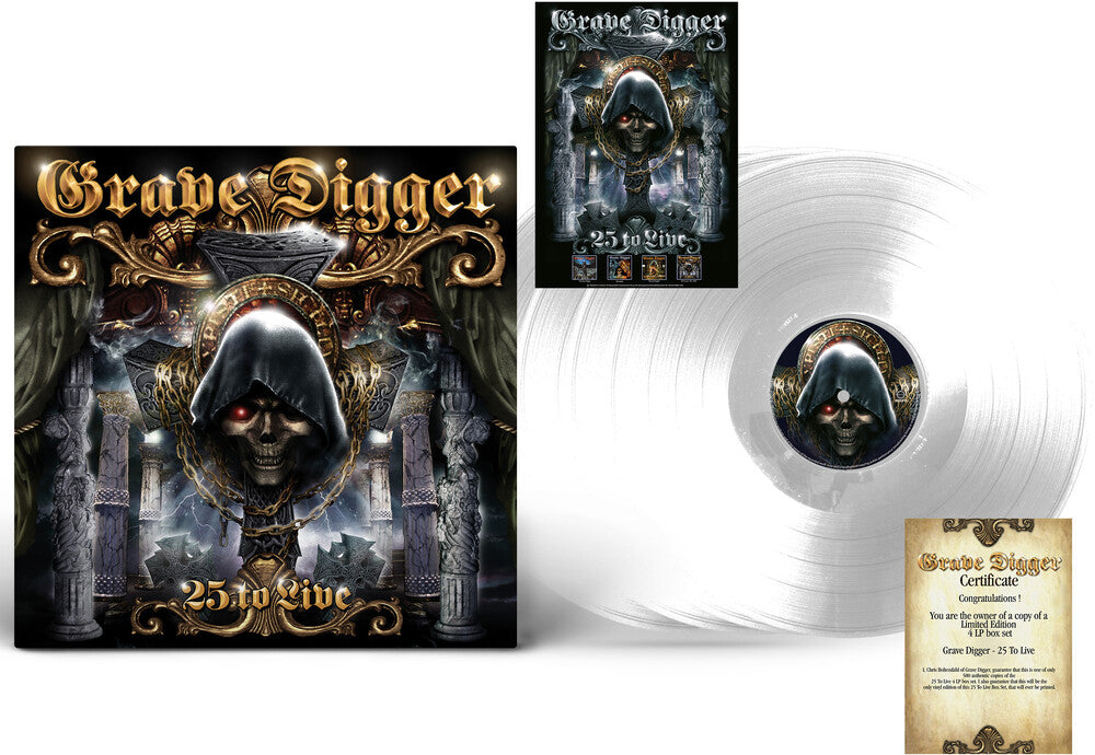 Grave Digger - 25 To Live - Crystal Clear (Box) [Clear Vinyl] [Limited Edition] Vinyl Record