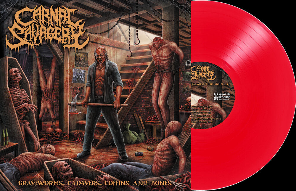 Carnal Savagery - Graveworms Cadavers Coffins & Bones - Clear Red [LP] Vinyl Record