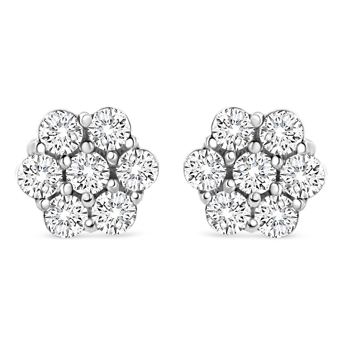 14K White Gold 1/2 cttw Round-Cut Diamond Floral Stud Earrings (I-J Color, SI2-I1 Clarity)