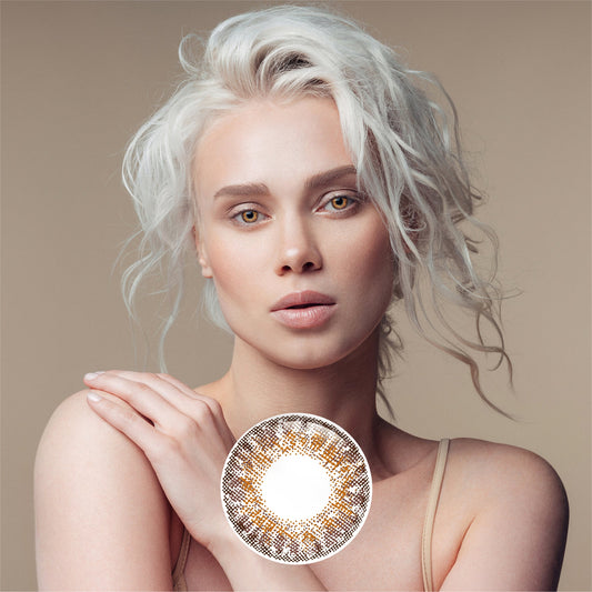 1Pcs FDA Certificate Eyes Beautiful Pupil Colorful Girl Cosplay Contact Lenses Brown(0-600°）