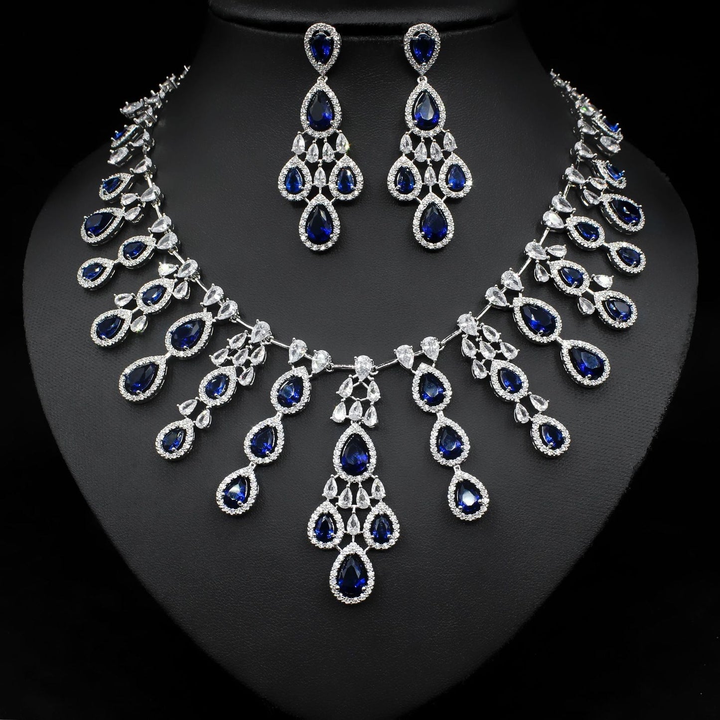 Women's Fashion Water Drop Zircon Necklace Earrings Set
