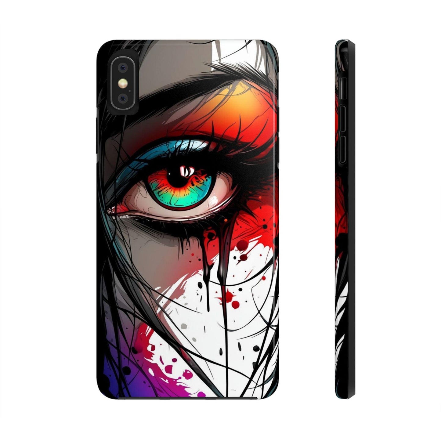 Girl Colorful Eye Painted Printed Tough Phone Case for iPhone & Samsung Galaxy - Artistic & Vibrant Design