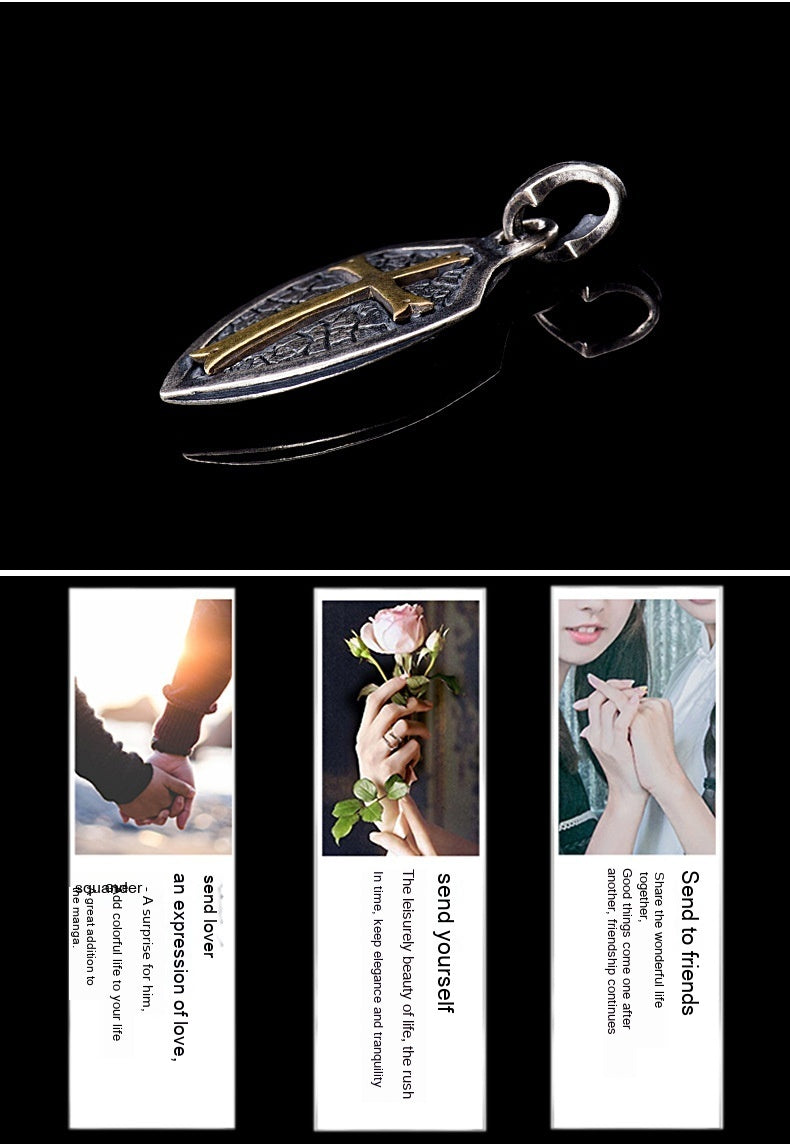 S925 Sterling Silver Cross Shield Pendant