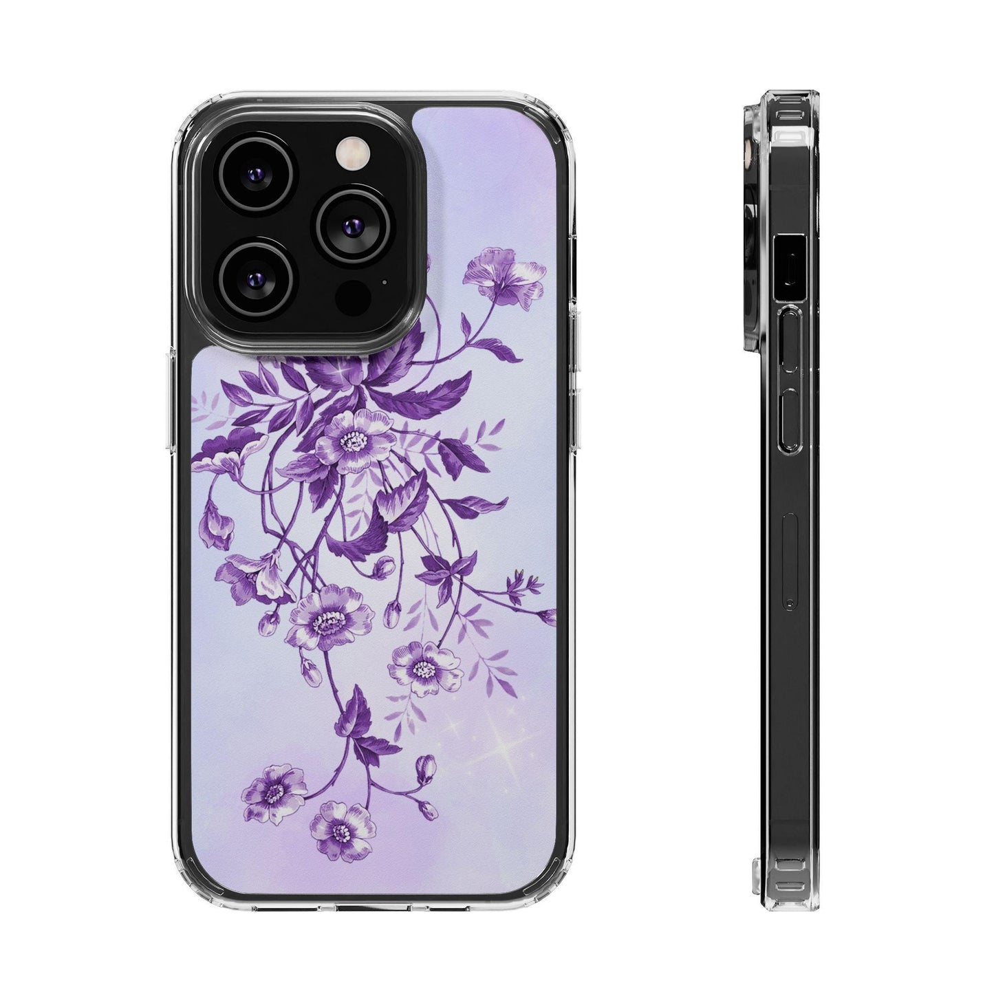 Floral design In Purple Clear Cases