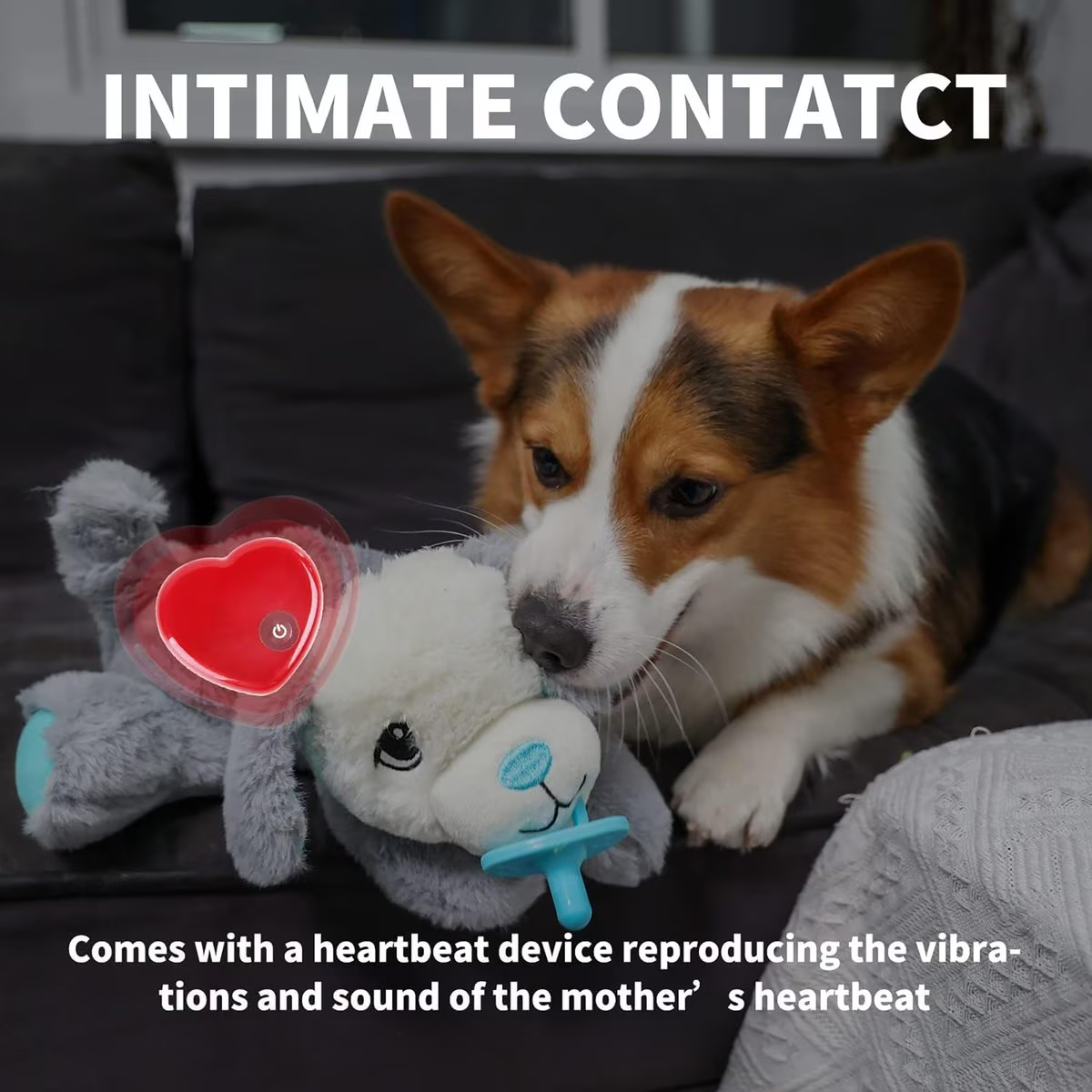 Pups - Puppy Soothing Heartbeat Warm Bear Comfort Dog Sleep Aid Plush Toy - Pacifier Buddy