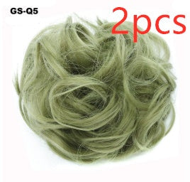 Fluffy Drawstring Curly Hair Bun Hair Set