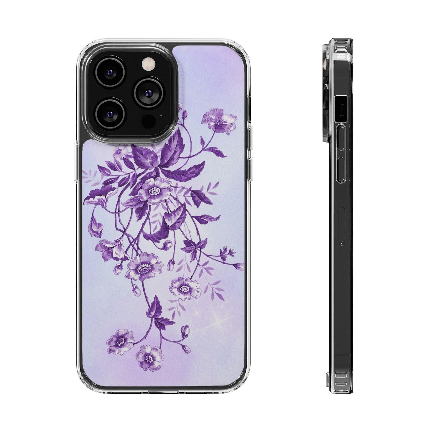 Floral design In Purple Clear Cases