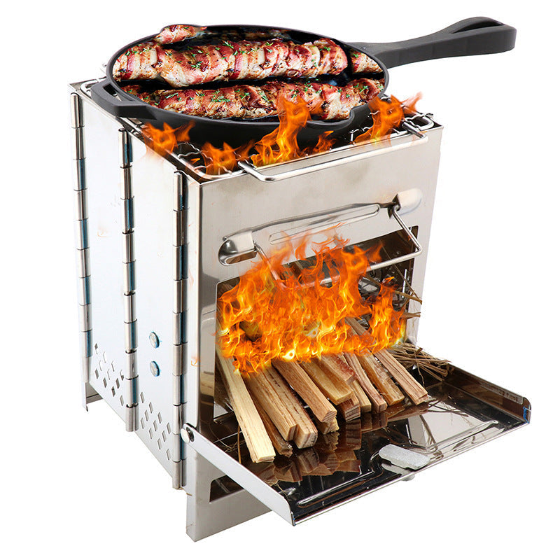 Lightweight Adjustable Camping Wood Stove - Windproof & Folding