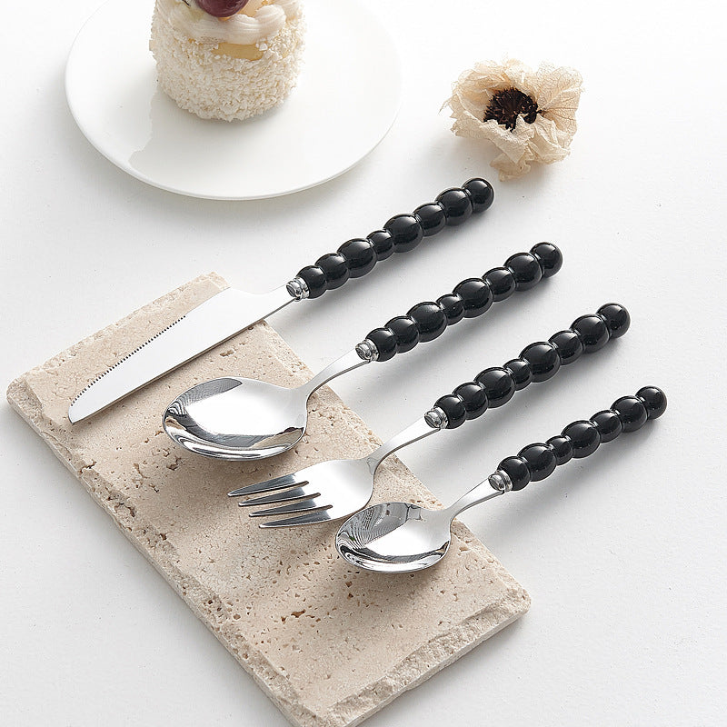 Set of 4 Stainless Steel price Creative Stainless Steel Colorful Pearl Handle Spoon Fork Knife High End Cutlery Set