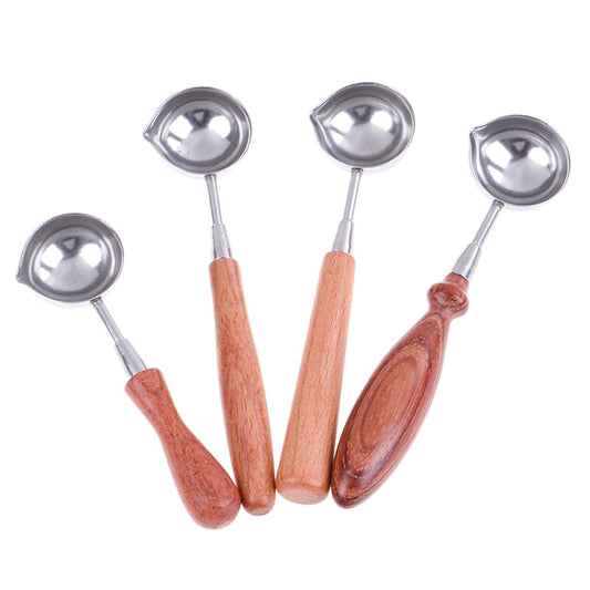 Anti-Hot Sealing Wax Spoon Wood Handle Retro Wax Stamping Spoons Invitation Cards Decorative Stamps Craft